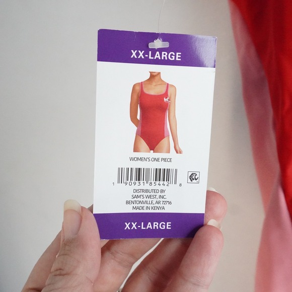 Lands End Womens One Piece Swimsuit Colorblock Coral Pink XX Large NWT - Picture 6 of 9
